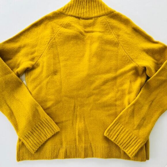 Anthropologie ett-twa Tessa Wrap Sweater Large Mustard V-Neck Wool Alpaca Knit - Picture 6 of 7